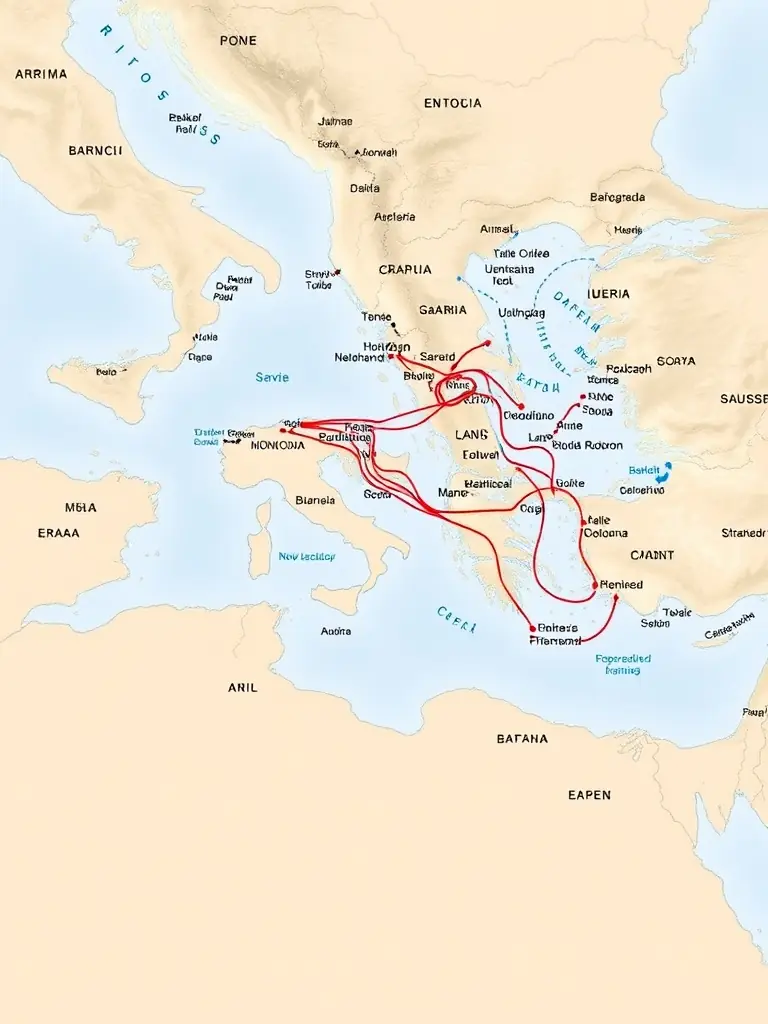 A map highlighting the distribution of specific ceramic types across the Mediterranean, illustrating trade patterns and cultural connections.